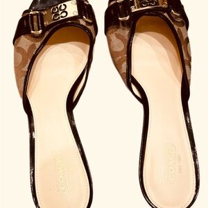 Coach Women's Brown and Black Slip-On Shoes